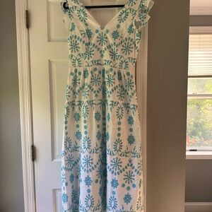 NWT Lilly Pulitzer Lillyanne Flutter Sleeve Eyelet Midi Dress SZ8 TurquoiseOasis